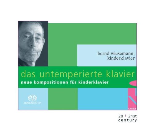 "CD cover with green and blue blocks, portrait, and German text on a white background."
