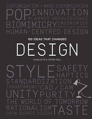 "Book cover with dark grey background, white title 'DESIGN', and related terms in light grey."
