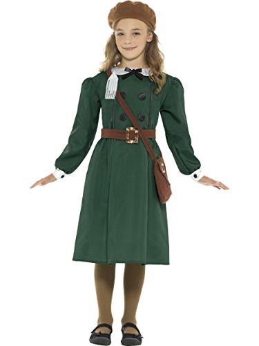Smiffys WW2 Evacuee Girl Costume, Green, M - 7-9 years