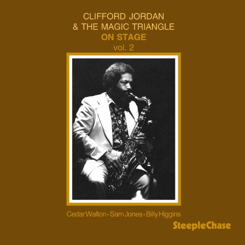 Brown album cover with a black-and-white photo of a man playing saxophone.