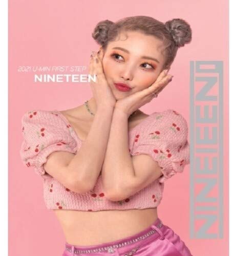A young woman in a pink outfit poses against a pink background with text overlay.