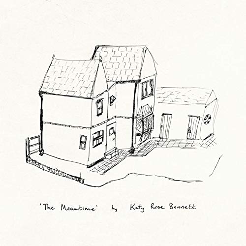The image shows a simple, black pen drawing of a house. Alt text: Simple black pen drawing of a house with handwritten title and artist's name.