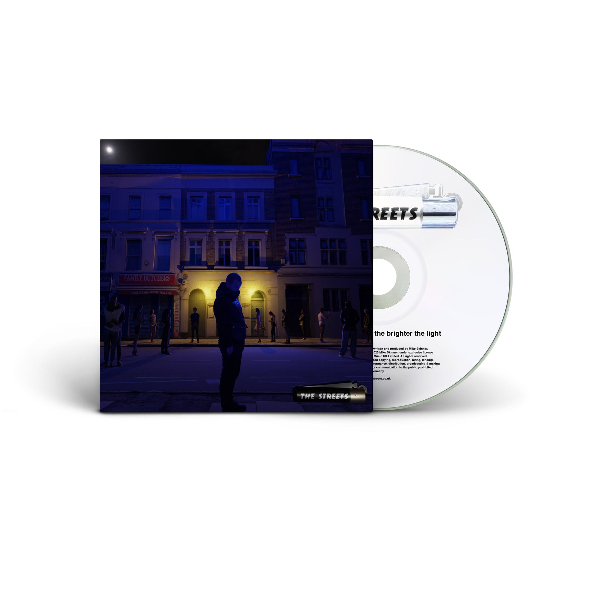 "CD case with a dark street scene cover and partially visible disc."