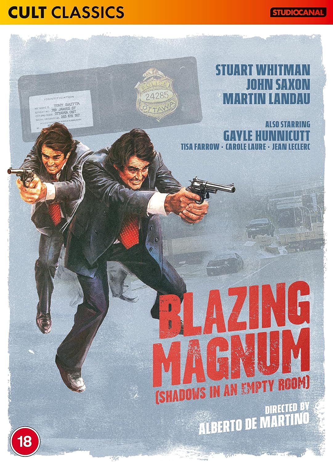 DVD cover with two men in suits shooting guns, "Blazing Magnum" title.