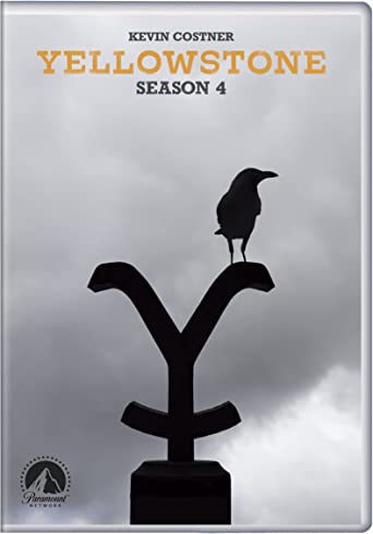 "Yellowstone Season 4 DVD cover featuring a black crow on a ranch branding iron."