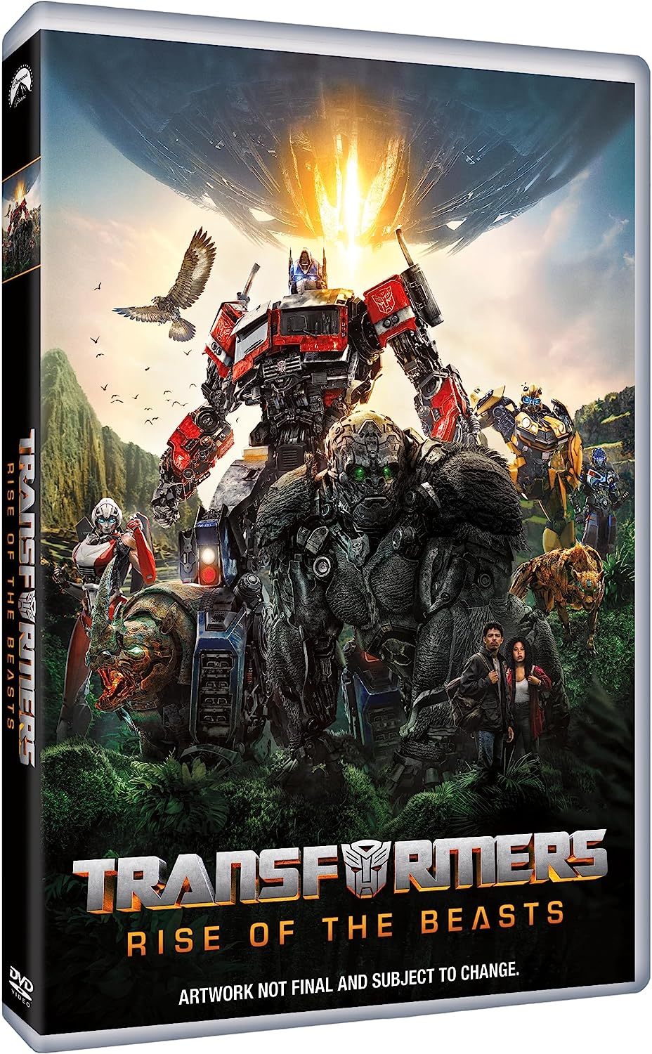 "Transformers: Rise of the Beasts DVD case with Optimus Prime and other characters on cover."