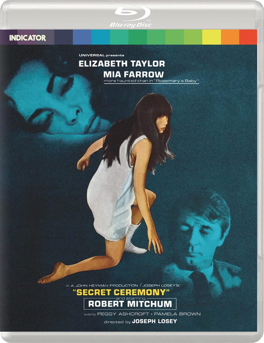 Blu-ray case for "Secret Ceremony" featuring a woman in a white dress running.
