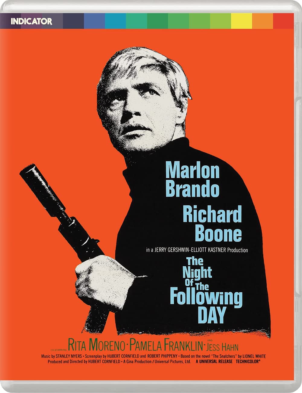 "Blu-ray case with orange cover featuring a man holding a gun."