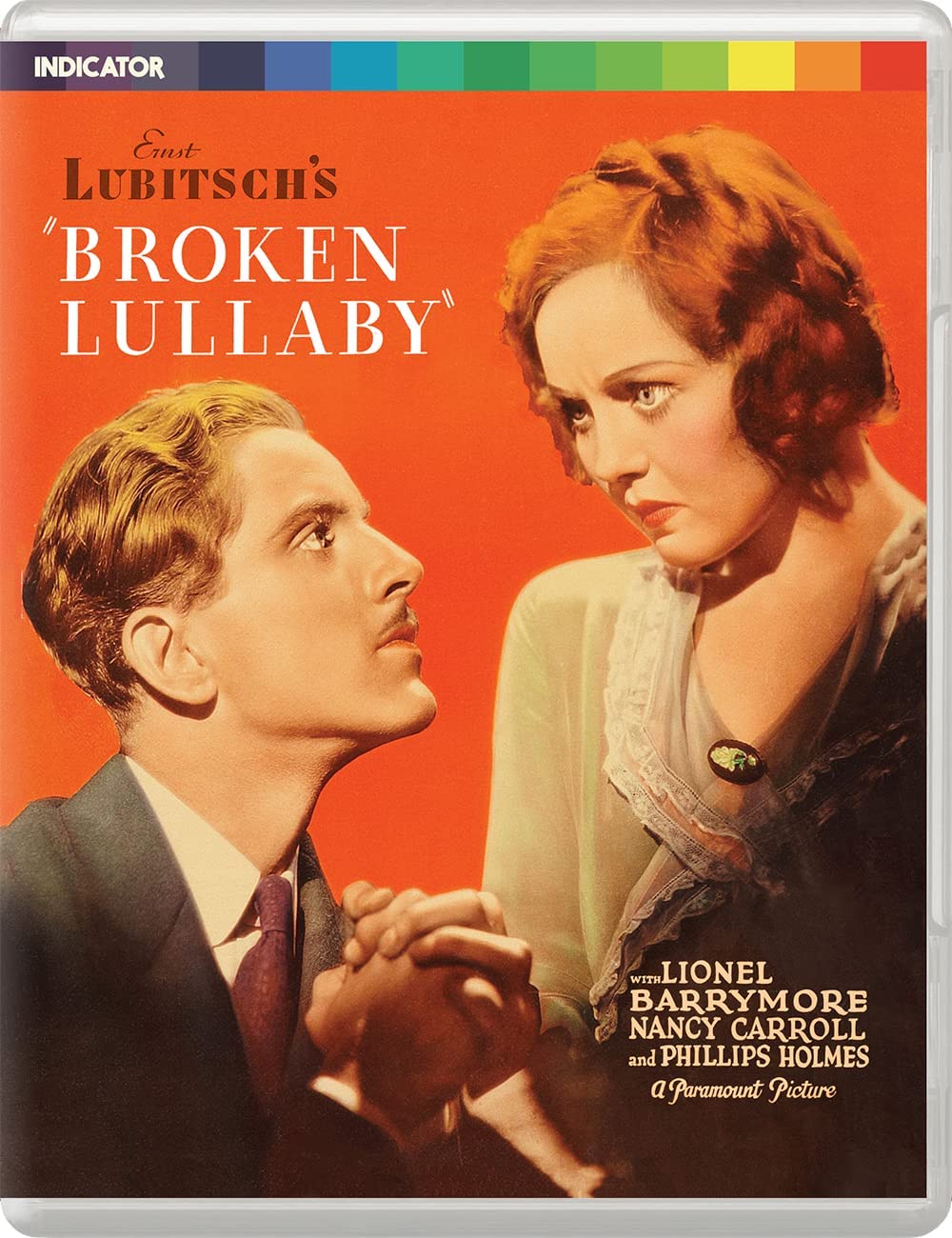 "Blu-ray case cover with man and woman against an orange background."