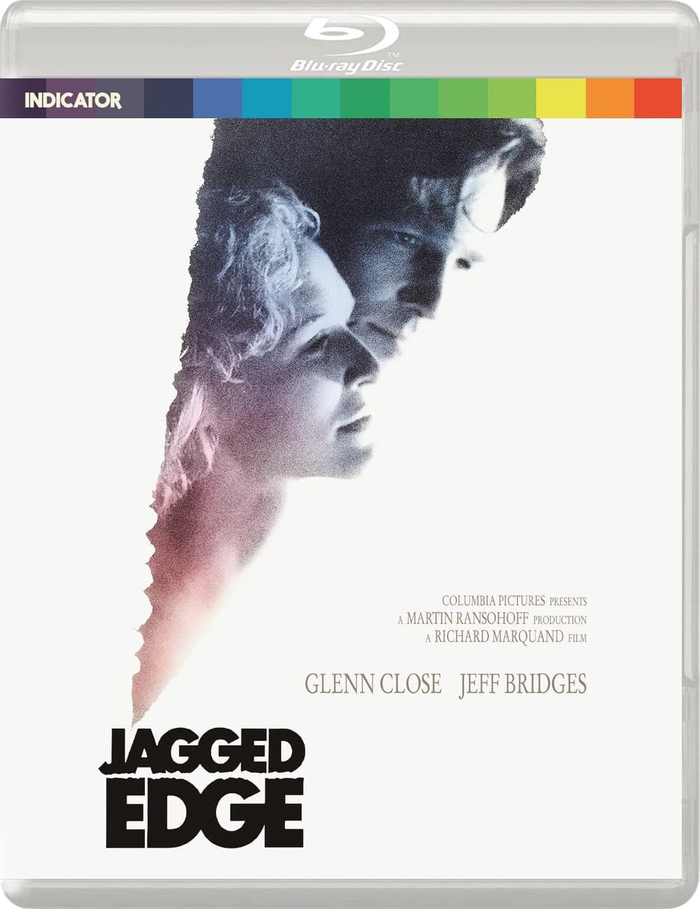 "Blu-ray case for 'Jagged Edge' with a black and white image of two faces."