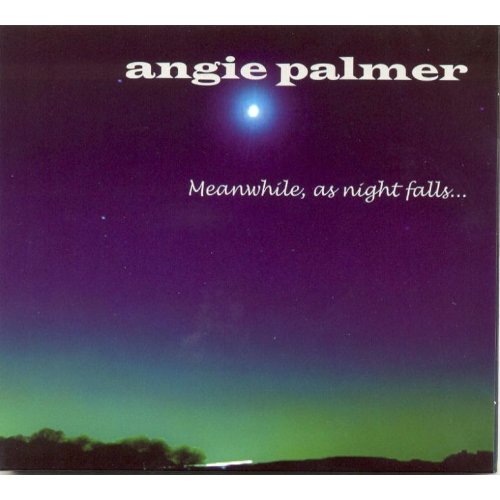 "Album cover with dark sky, green glow, and bright moon, featuring artist Angie Palmer."