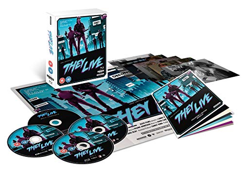 "They Live Blu-ray collector's edition box set with discs, booklet, and posters."