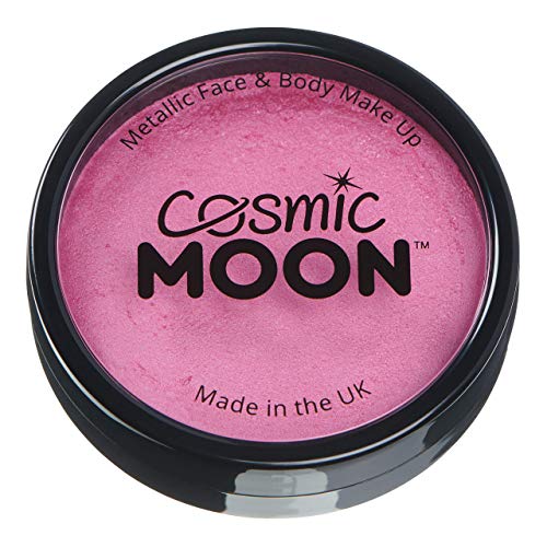 Metallic Pro Face & Body Paint Cake Pots by Cosmic Moon - Pink - Professional Water Based Face Paint Makeup for Adults, Kids - 36g