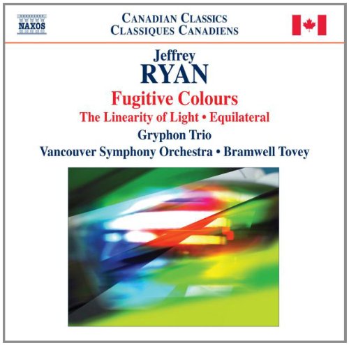 "CD cover with abstract, multicolored image and text listing Jeffrey Ryan and musical compositions."