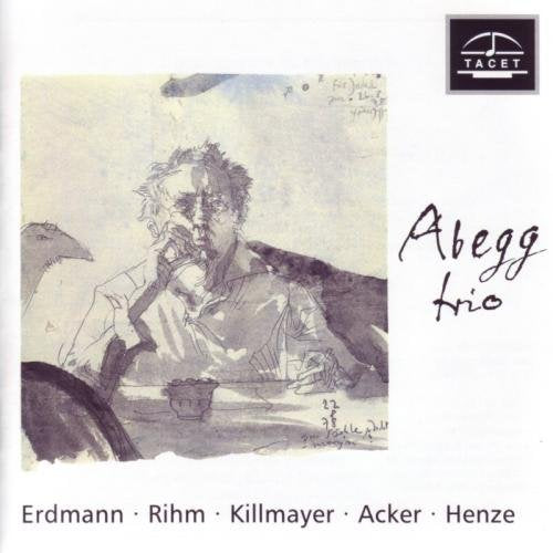 "CD cover with sketch of man, 'Abegg trio' text, and composer names listed."