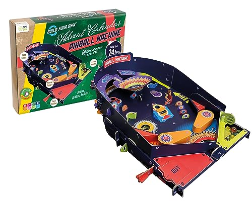 Build Your Own Pinball Machine Advent Calendar - Arcade Retro Classic Toy - Ages 8+ - Fun Gift for Kids, Girls & Boys - Eco-Friendly Cardboard Slot Together Kit