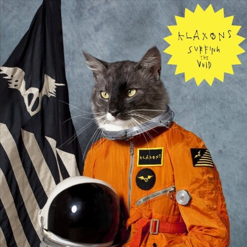 The alt text for the image is: "Cat in orange astronaut suit holding helmet."