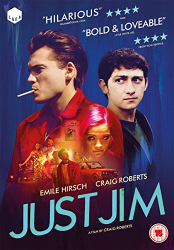 "DVD cover for 'Just Jim' featuring a man with a cigarette and other characters."