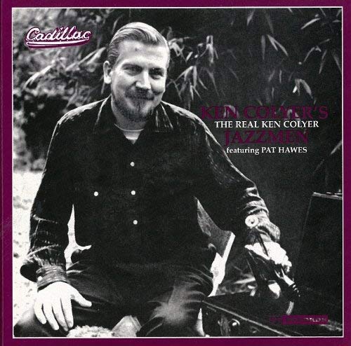 "CD cover with black and white photo of man holding trumpet, purple border."