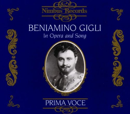 "Blue CD cover with gold accents and a black-and-white portrait of Beniamino Gigli."