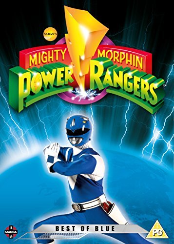 "Mighty Morphin Power Rangers: Best of Blue" DVD cover featuring a blue-clad superhero.