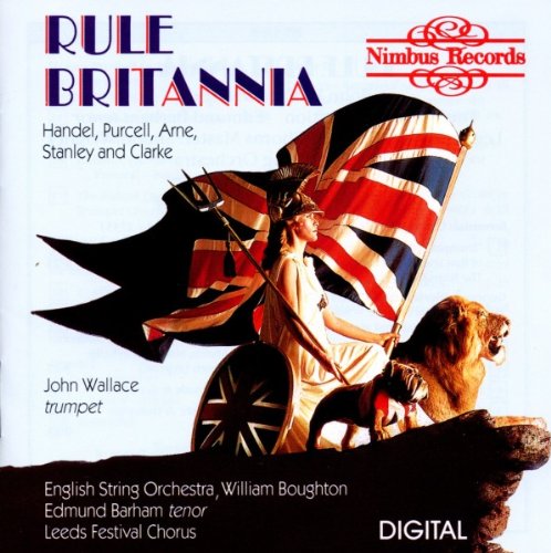 "Album cover featuring a woman holding a Union Jack flag, with a lion beside her."
