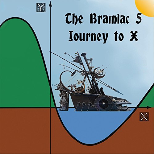 "Album cover with steampunk ship and abstract landscape, titled 'The Brainiac 5 - Journey To X'."