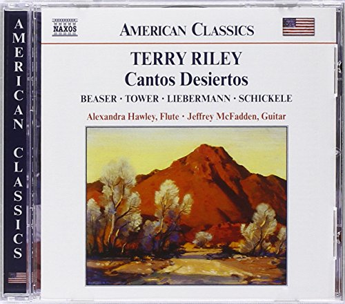 "CD cover with mountain landscape painting and text listing artists and composers."