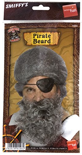 Smiffy's Pirate Beard Nylon Deluxe - Light Grey