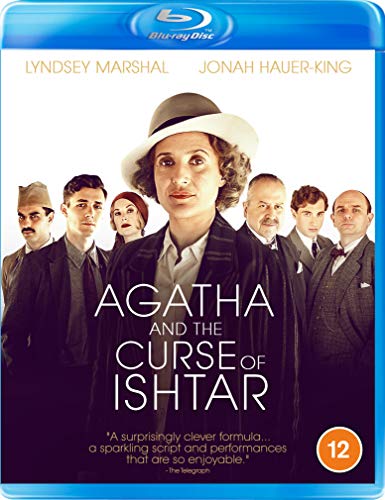 "Blu-ray case for 'Agatha and the Curse of Ishtar' with actors in 1920s attire."