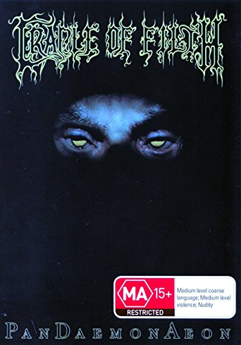 Cradle of Filth DVD cover with a shadowy face and glowing green eyes.