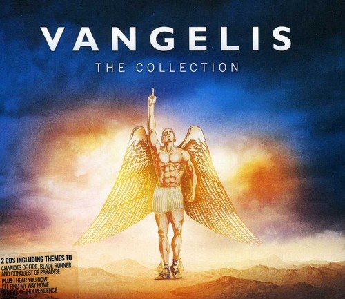 "Vangelis: The Collection" CD cover featuring a winged figure in a cloudy landscape.