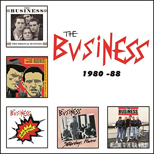 "Collection of seven vinyl records and a CD featuring the band Business."