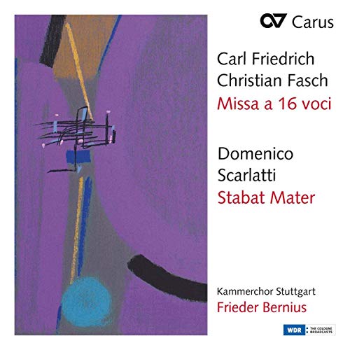 The image is a CD cover. #### Alt text "CD cover with abstract purple artwork and white text listing musical compositions."