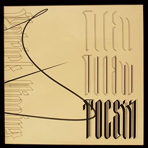 The image shows a pale yellow album cover with black text and abstract lines.