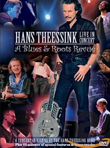 "Hans Theessink Live In Concert DVD cover featuring a collage of the artist performing."