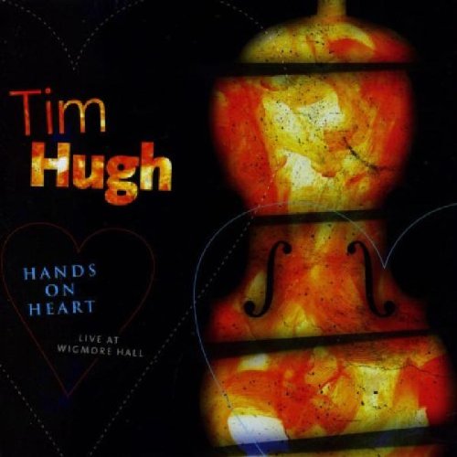 "CD cover with abstract violin image and 'Tim Hugh Hands On Heart' text."