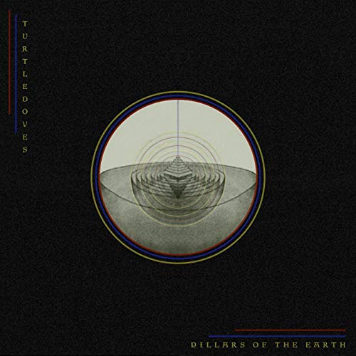 "Album cover with abstract 3D geometric shape on black background, titled 'Pillars of the Earth'."