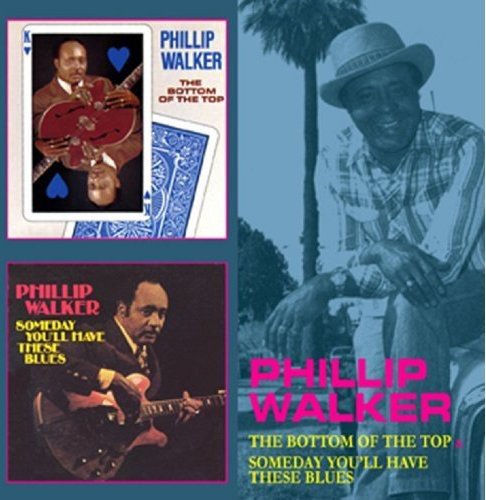 "CD case cover featuring Phillip Walker with guitar, dark blue background, and album artwork."