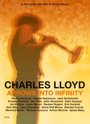 DVD cover for "Arrows Into Infinity" featuring a silhouette of a trumpeter.