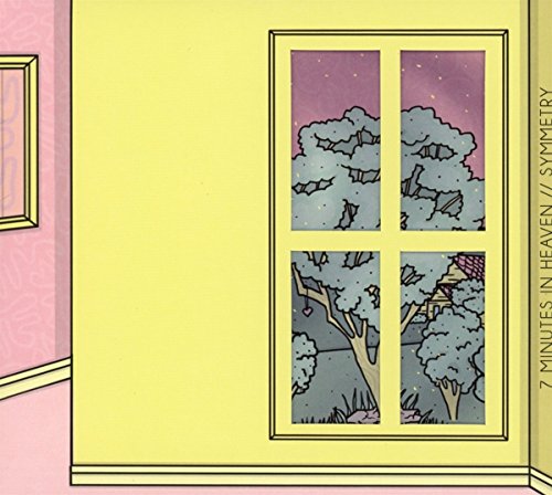 The image is a CD cover for "7 Minutes In Heaven - Symmetry". The alt text is: "Yellow wall with a window showing a tree at night."