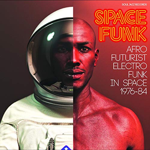"Album cover featuring a man split between astronaut and bare-chested portraits."