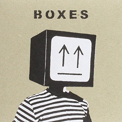 A person wearing a black box on their head with two arrows on it.