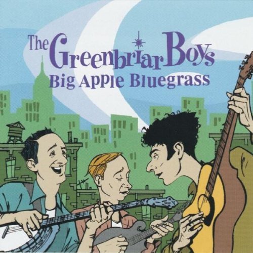 "Album cover art: cartoon of three men playing instruments with cityscape and moon."