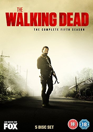 DVD cover of "The Walking Dead" Season 5, featuring a man with a crossbow.