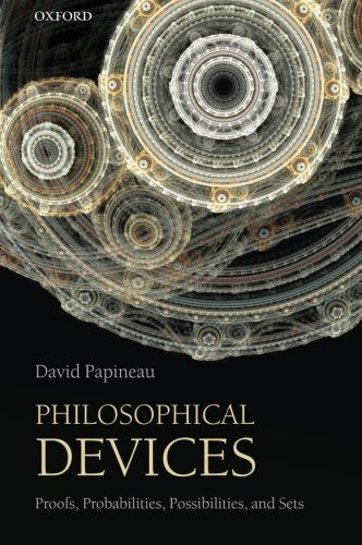 "Book cover with abstract, concentric circles on black background, titled 'Philosophical Devices'."