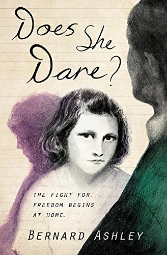 Book cover with a sketch of a girl and a man, title "Does She Dare?"
