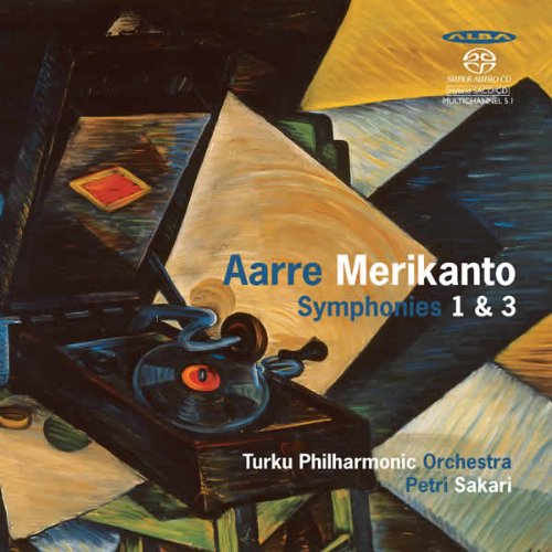 "CD cover art featuring abstract painting of a gramophone and records."