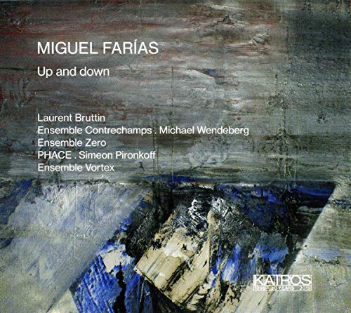 "Album cover with abstract painting and white text listing artist and ensemble names."