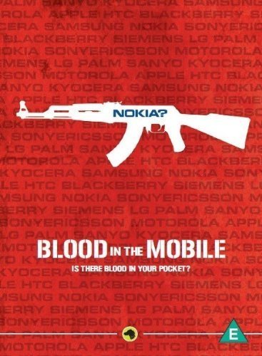 DVD cover for "Blood in the Mobile" with a white gun and red background.
